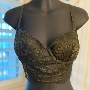 💚 La Senza Green Lace Padded Bralette Size Small